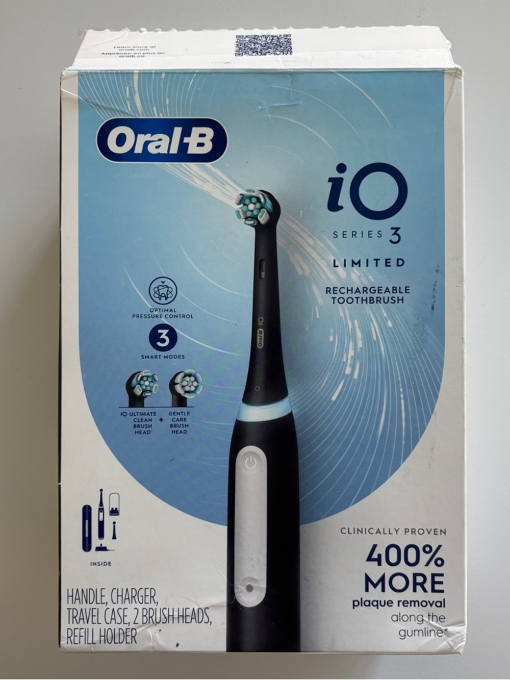 Oral-B iO Series 3 Limited Rechargeable Electric Toothbrush 2 Brush Heads Black